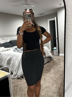 Women’s black and white polka dot mini skirt, size medium